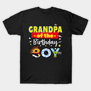 Grandpa Of The Birthday Boy Toy Familly Matching Story T-Shirt